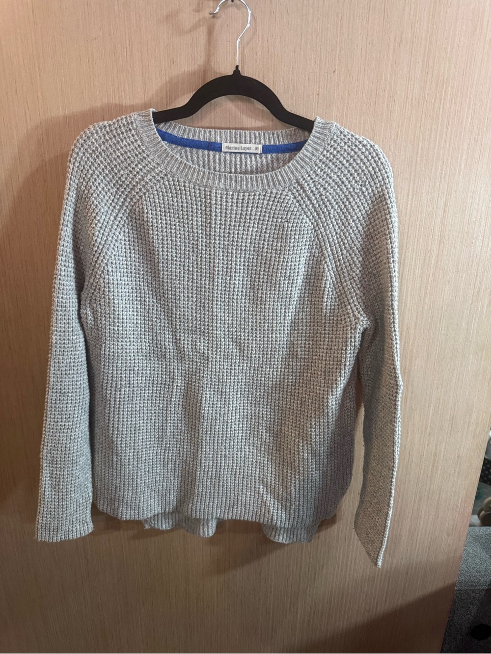 Women’s Marine Layer Wool Blend Light Gray Knit Crewneck Sweater Size Medium